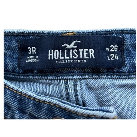 Hollister Mid-Rise Crop Boyfriend Distressed jeans Size 3R Medium Wash - Picture 9 of 13